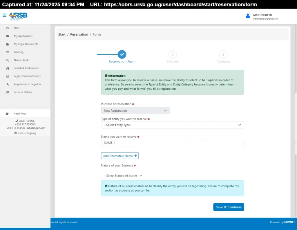 register business name via ursb